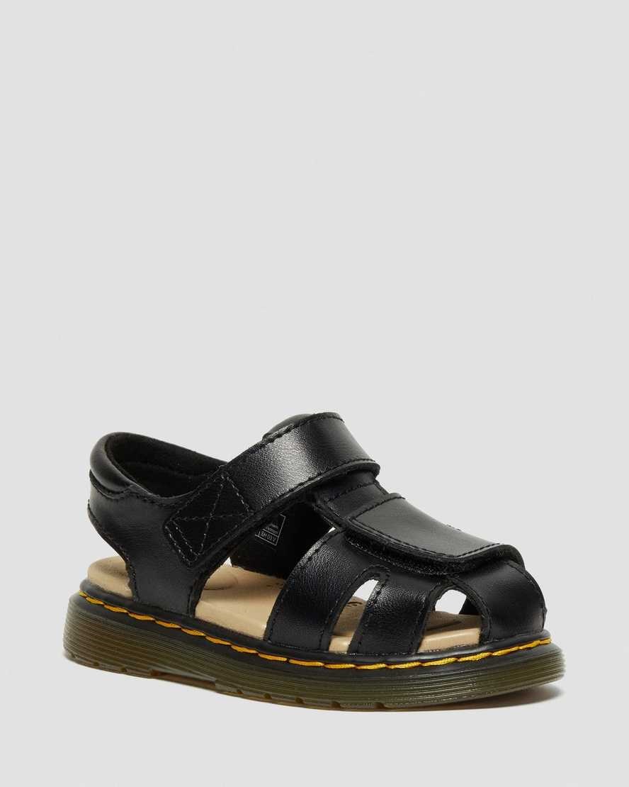 Dr Martens Toddler Moby II Leder Velcro Sandals Kinder Schwarz | PNH-638094