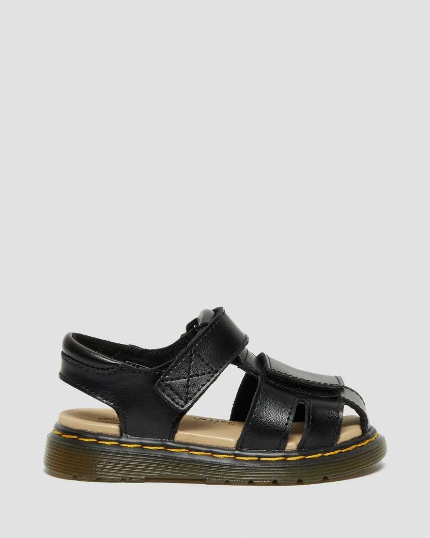 Dr Martens Toddler Moby II Leder Velcro Sandals Kinder Schwarz | PNH-638094