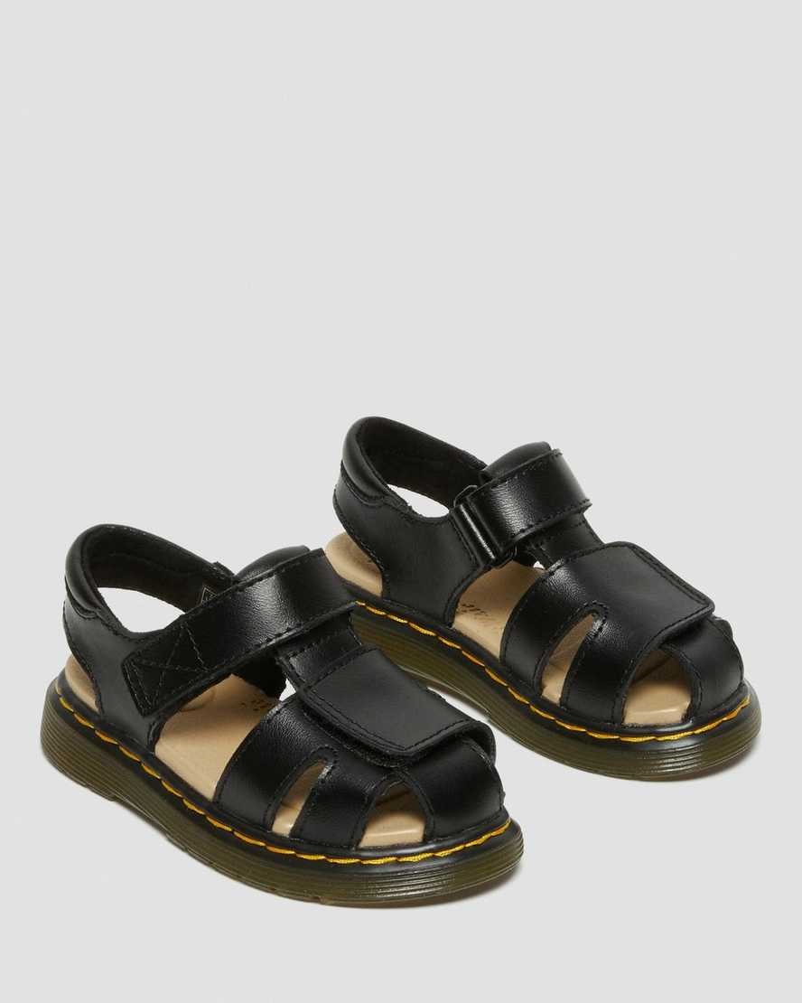 Dr Martens Toddler Moby II Leder Velcro Sandals Kinder Schwarz | PNH-638094