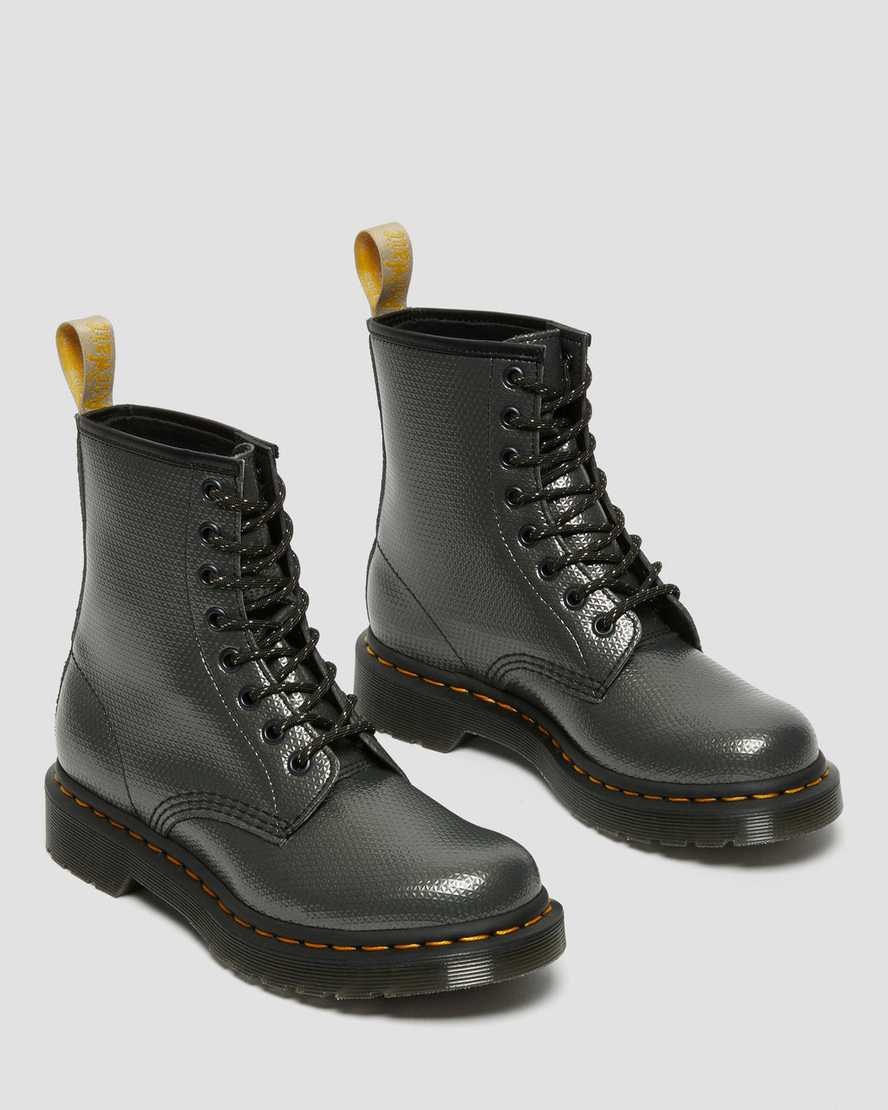 Dr Martens Vegan 1460 Metallic Emboss Schnürstiefel Damen Grau | YOW-017564