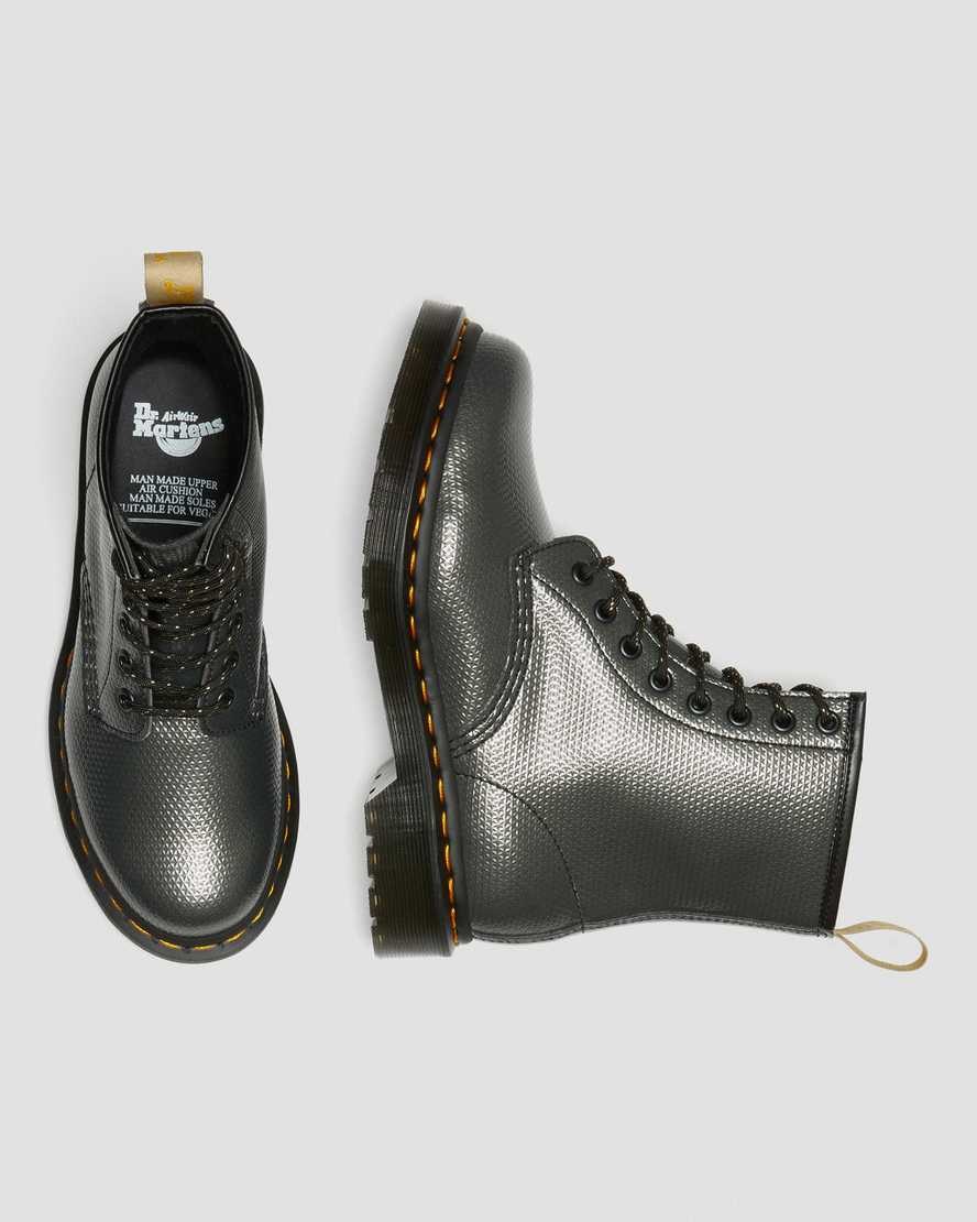 Dr Martens Vegan 1460 Metallic Emboss Schnürstiefel Damen Grau | YOW-017564