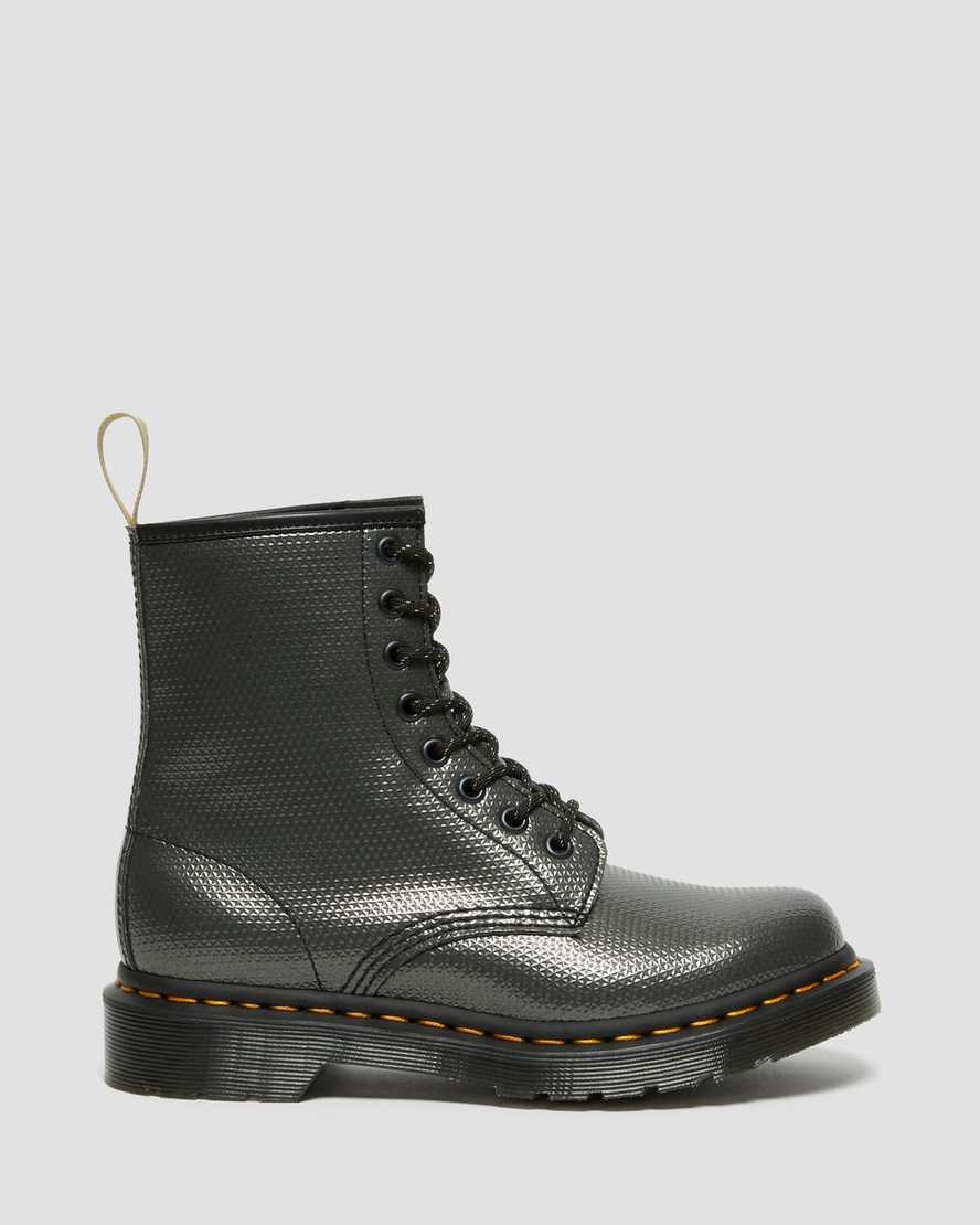 Dr Martens Vegan 1460 Metallic Emboss Schnürstiefel Damen Grau | YOW-017564