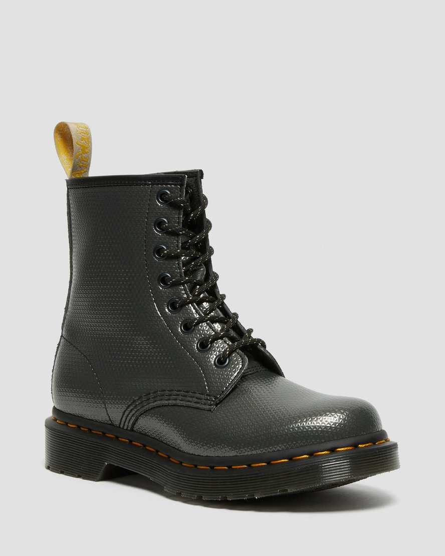 Dr Martens Vegan 1460 Metallic Emboss Schnürstiefel Damen Grau | YOW-017564