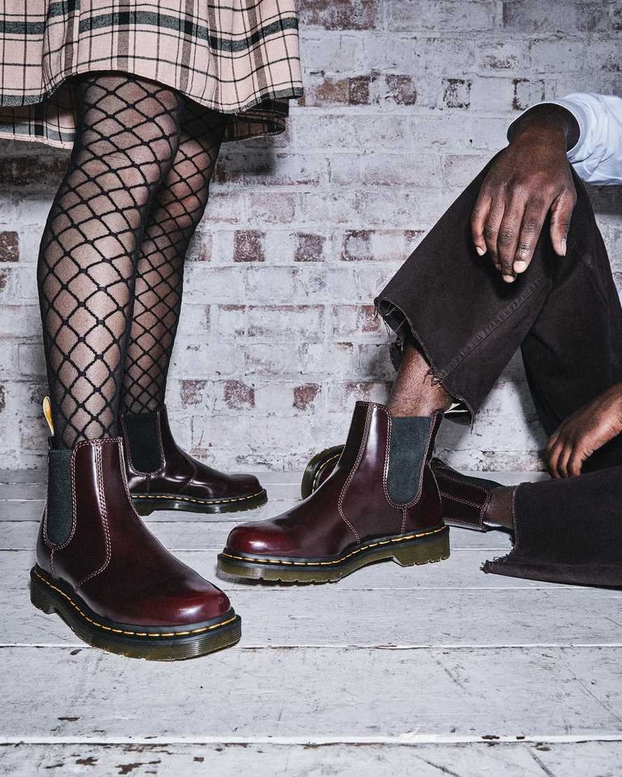 Dr Martens Vegan 2976 Chelsea Stiefel Damen Rot | VBF-093487