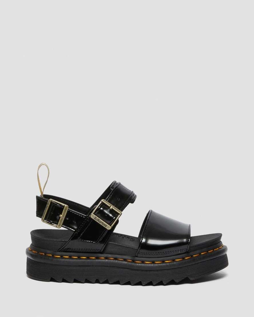 Dr Martens Vegan Voss Riemchensandalen Damen Schwarz | QLZ-057236