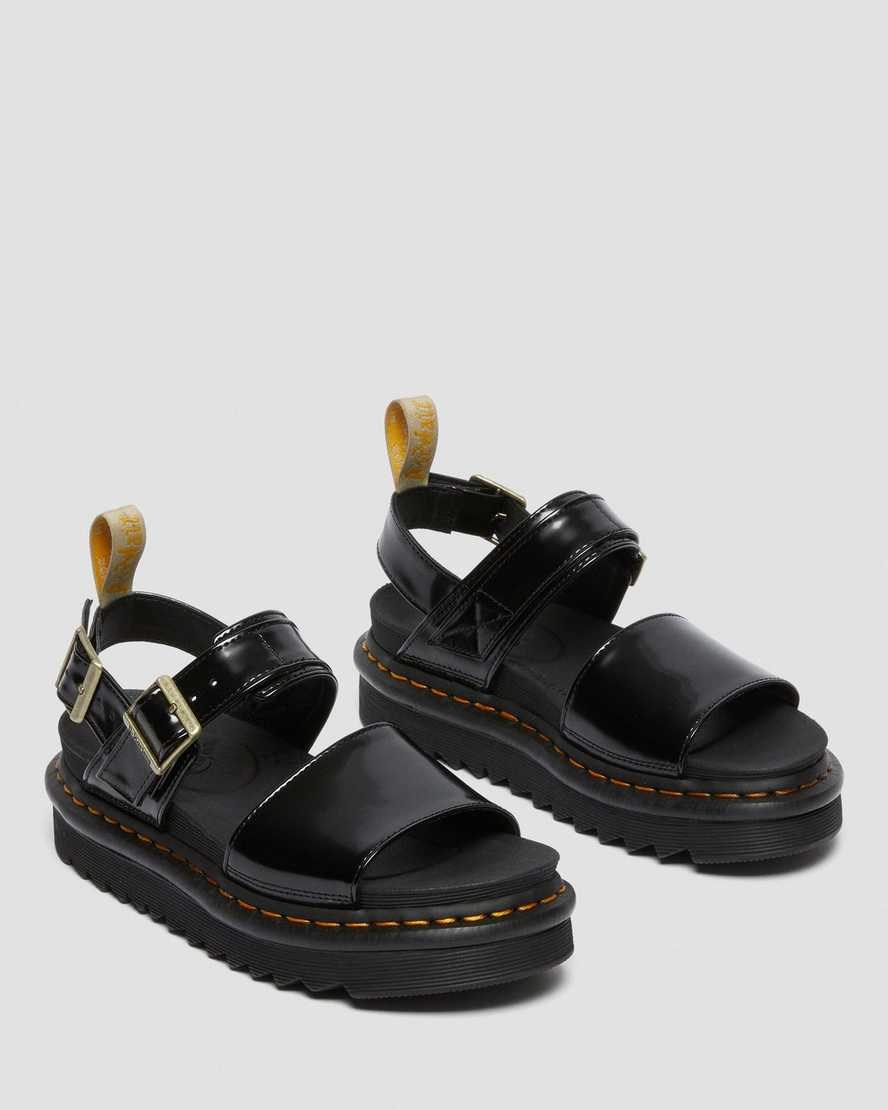 Dr Martens Vegan Voss Riemchensandalen Damen Schwarz | QLZ-057236