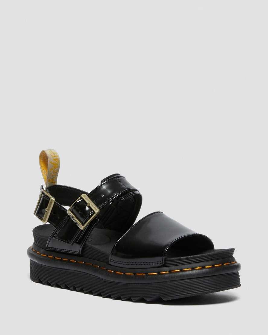 Dr Martens Vegan Voss Riemchensandalen Damen Schwarz | QLZ-057236