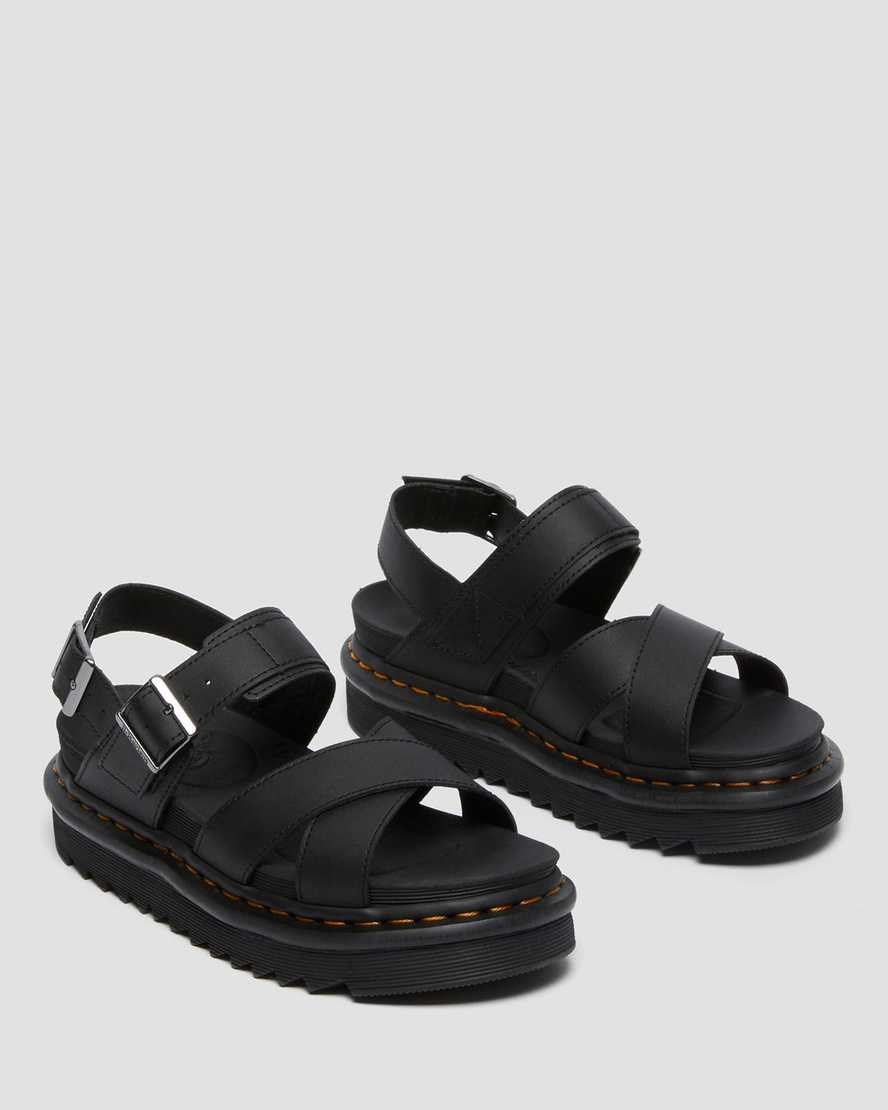 Dr Martens Voss II Leder Riemchensandalen Damen Schwarz | GIS-453182