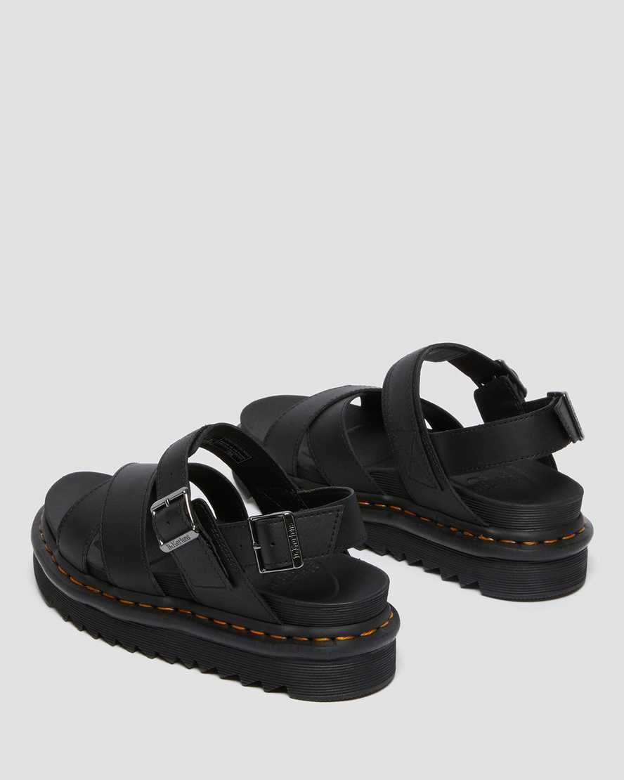 Dr Martens Voss II Leder Riemchensandalen Damen Schwarz | GIS-453182