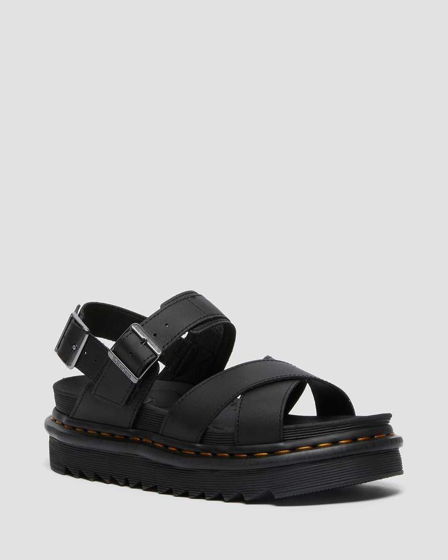 Dr Martens Voss II Leder Riemchensandalen Damen Schwarz | GIS-453182