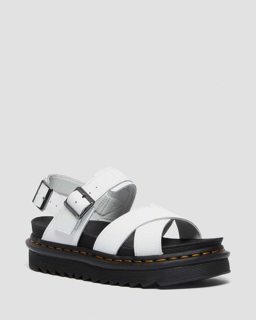 Dr Martens Voss II Leder Riemchensandalen Damen Weiß | RIW-184203