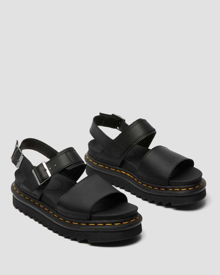 Dr Martens Voss Leder Riemchensandalen Damen Schwarz | HMR-154362