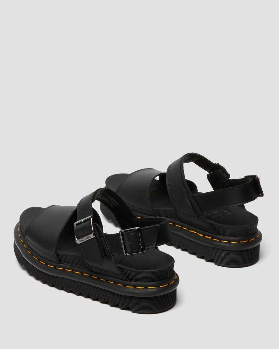 Dr Martens Voss Leder Riemchensandalen Damen Schwarz | HMR-154362