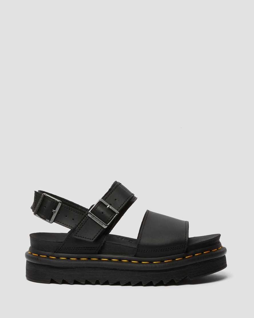 Dr Martens Voss Leder Riemchensandalen Damen Schwarz | HMR-154362