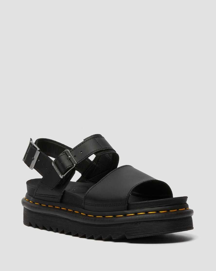 Dr Martens Voss Leder Riemchensandalen Damen Schwarz | HMR-154362