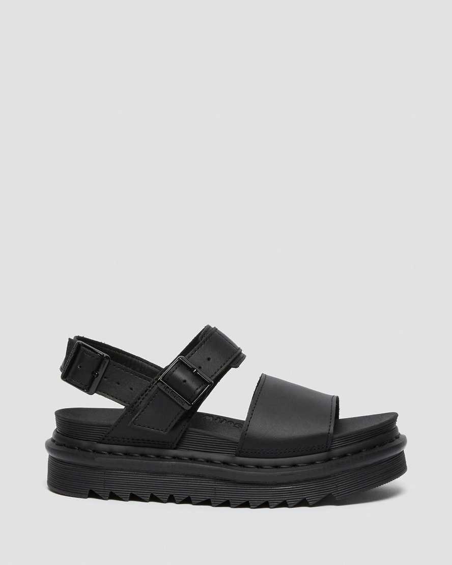 Dr Martens Voss Leder Riemchensandalen Damen Schwarz | OHF-790684