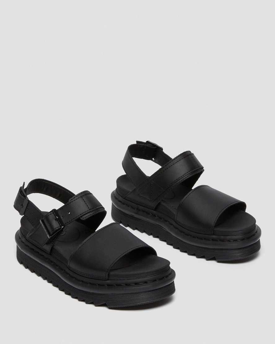 Dr Martens Voss Leder Riemchensandalen Damen Schwarz | OHF-790684