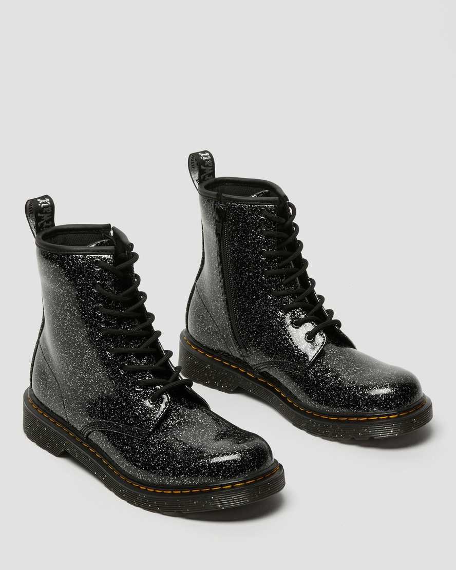 Dr Martens Youth 1460 Glitter Schnürstiefel Kinder Schwarz | BOK-986074