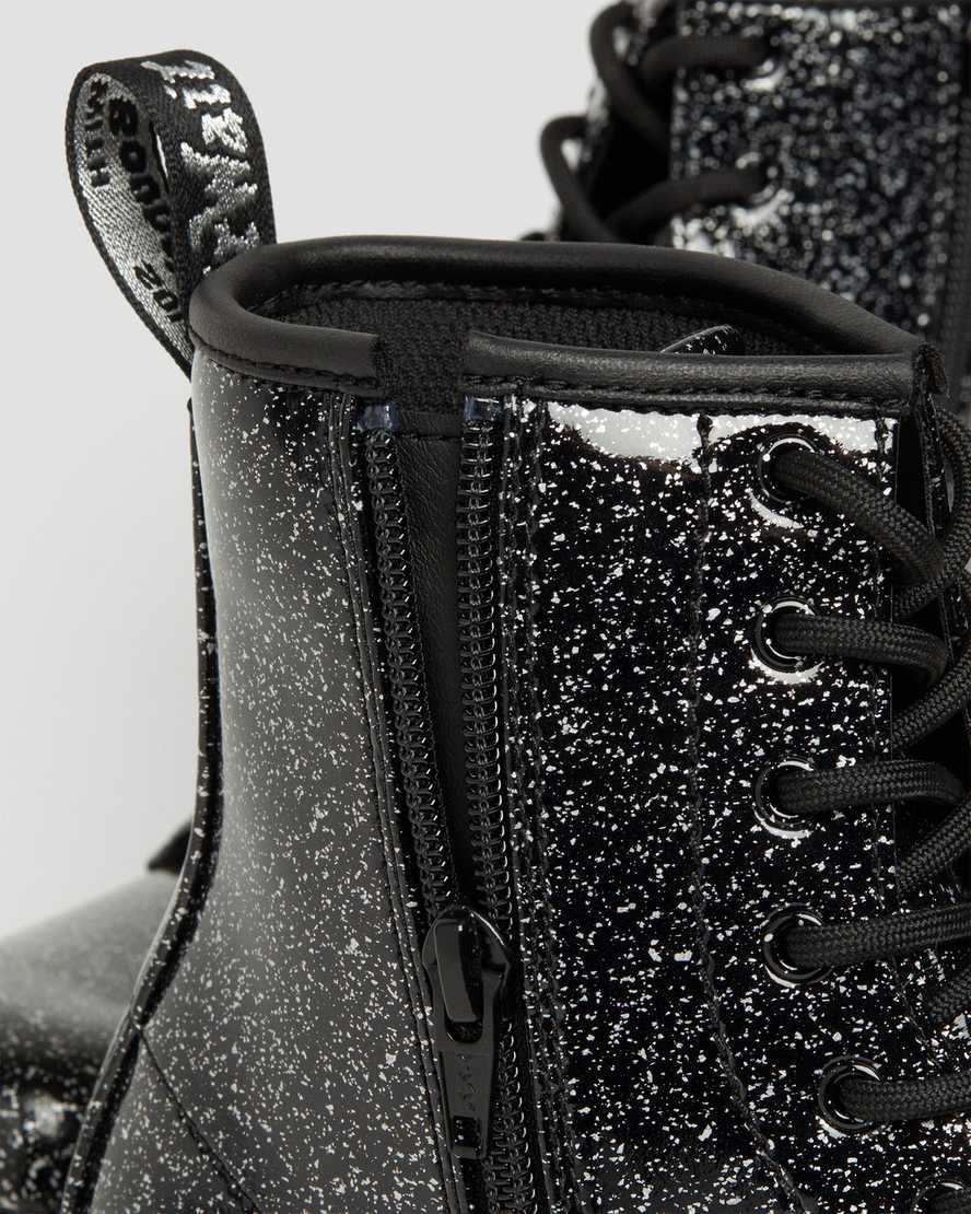 Dr Martens Youth 1460 Glitter Schnürstiefel Kinder Schwarz | BOK-986074