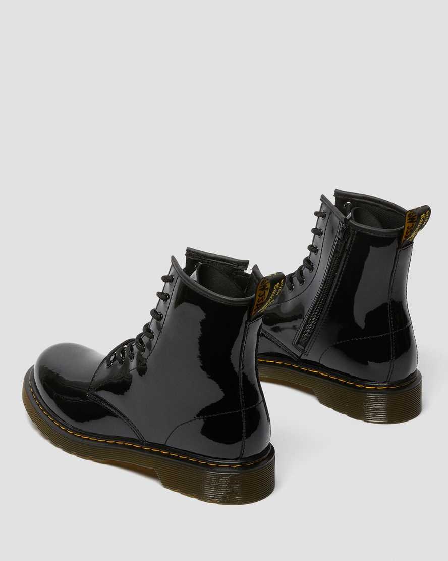 Dr Martens Youth 1460 Lack Leder Schnürstiefel Kinder Schwarz | BHA-148067