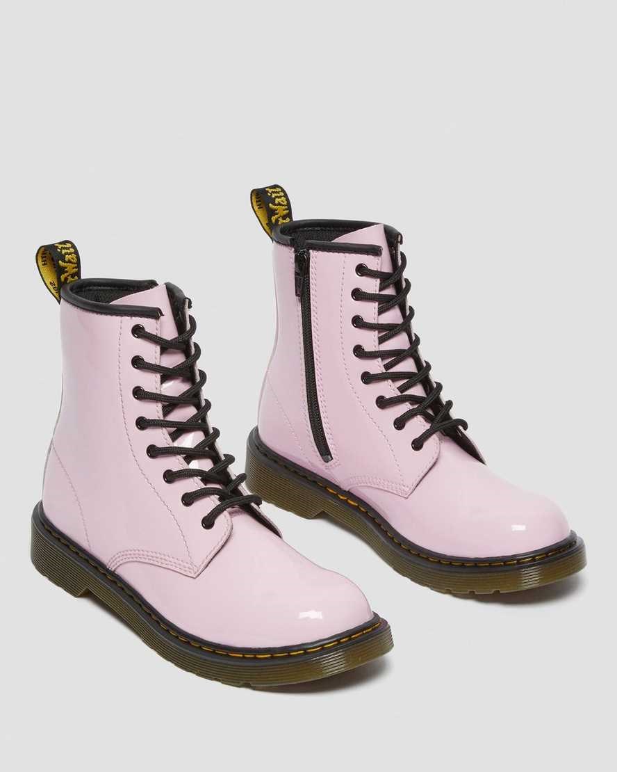 Dr Martens Youth 1460 Lack Leder Schnürstiefel Kinder Rosa | EPH-285460