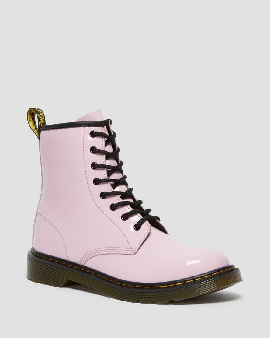 Dr Martens Youth 1460 Lack Leder Schnürstiefel Kinder Rosa | EPH-285460