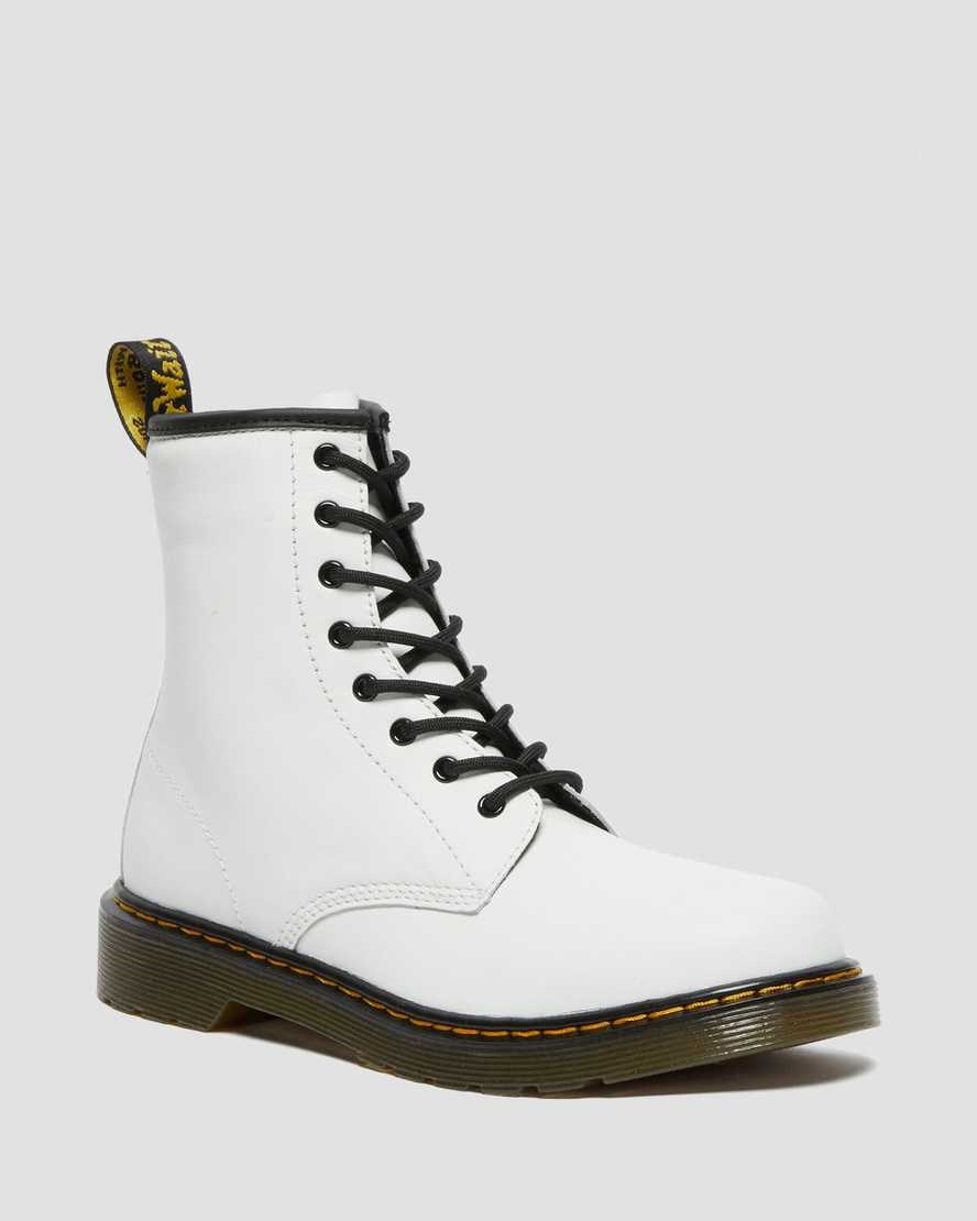 Dr Martens Youth 1460 Leder Schnürstiefel Kinder Weiß | GJI-592716