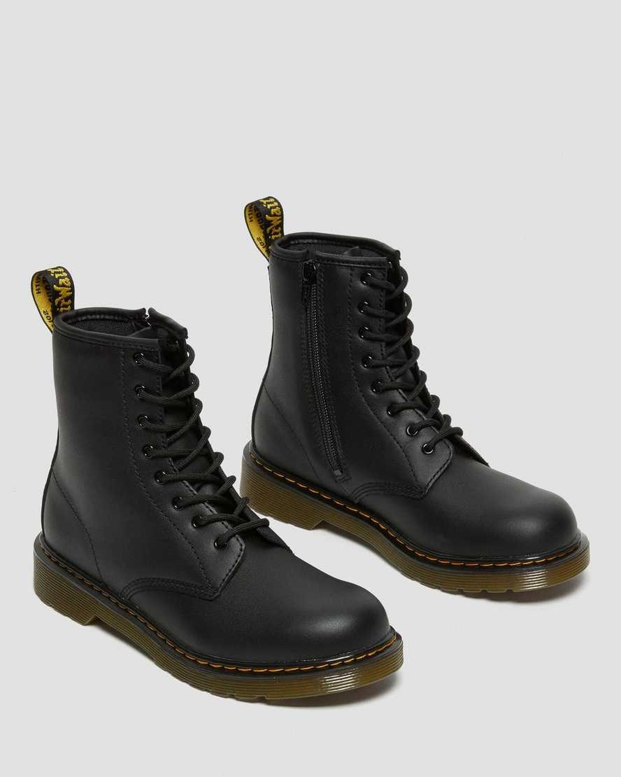 Dr Martens Youth 1460 Softy T Leder Schnürstiefel Kinder Schwarz | KFD-124790