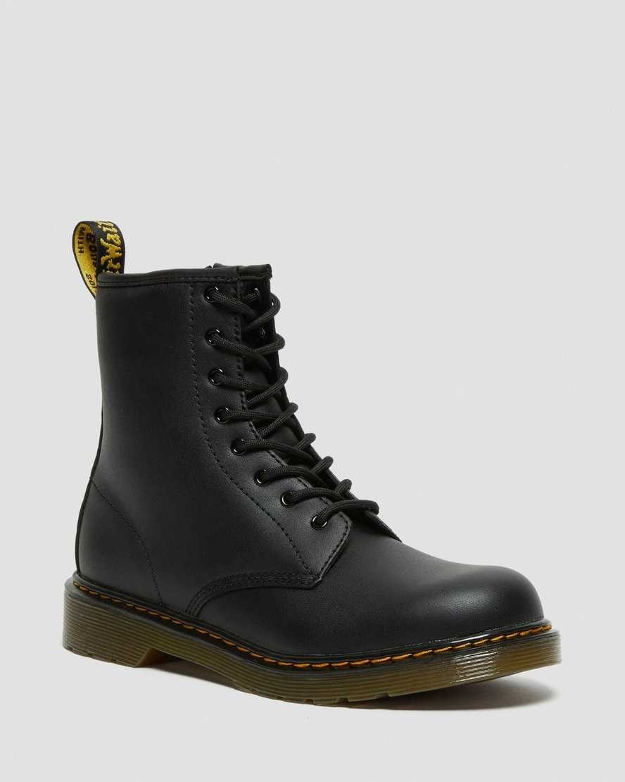 Dr Martens Youth 1460 Softy T Leder Schnürstiefel Kinder Schwarz | KFD-124790