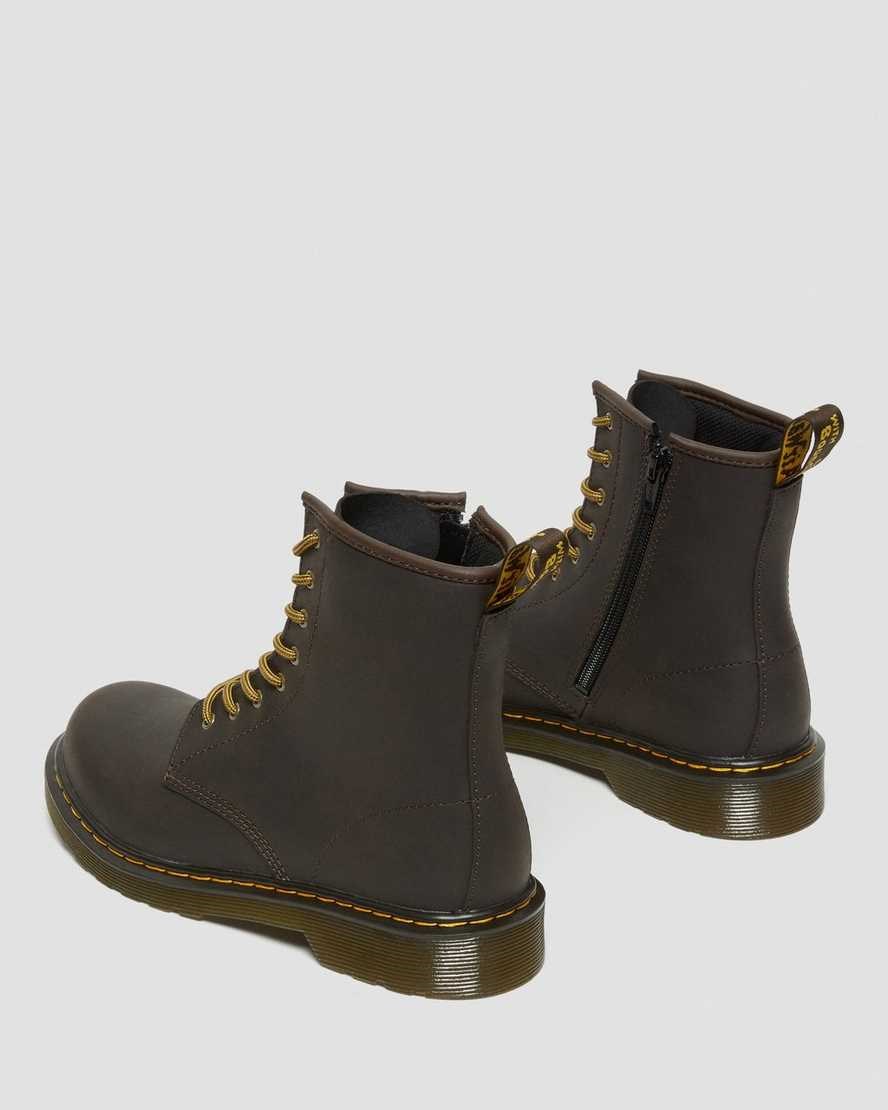 Dr Martens Youth 1460 Wildhorse Leder Schnürstiefel Kinder Dunkelbraun | MRA-836491