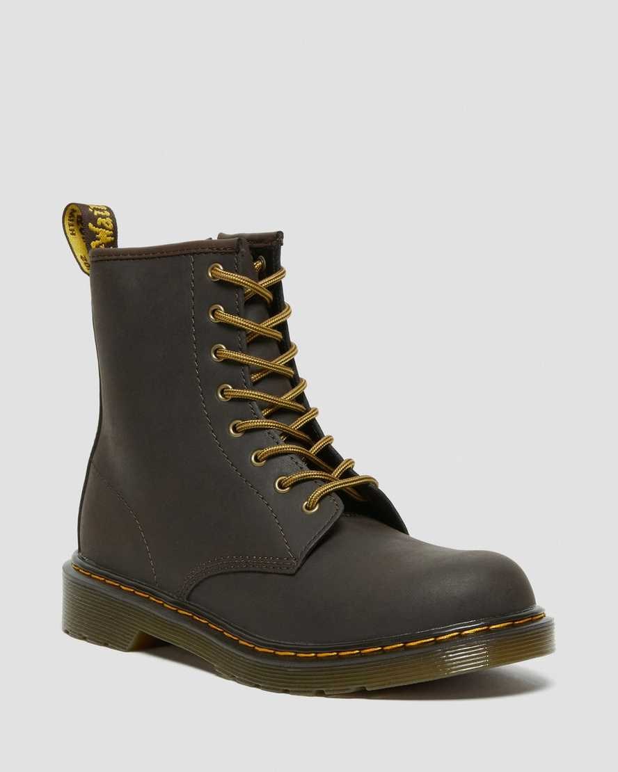 Dr Martens Youth 1460 Wildhorse Leder Schnürstiefel Kinder Dunkelbraun | MRA-836491